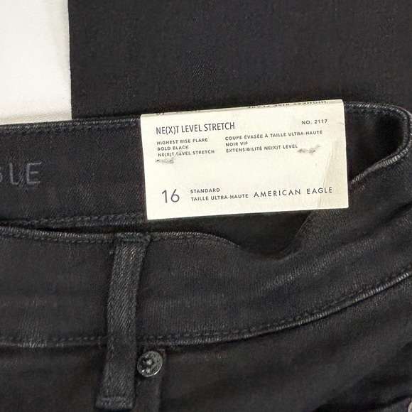 American Eagle Highest Rise Flare Leg Button Fly Jeans Black Size 16 NWT - Picture 8 of 15